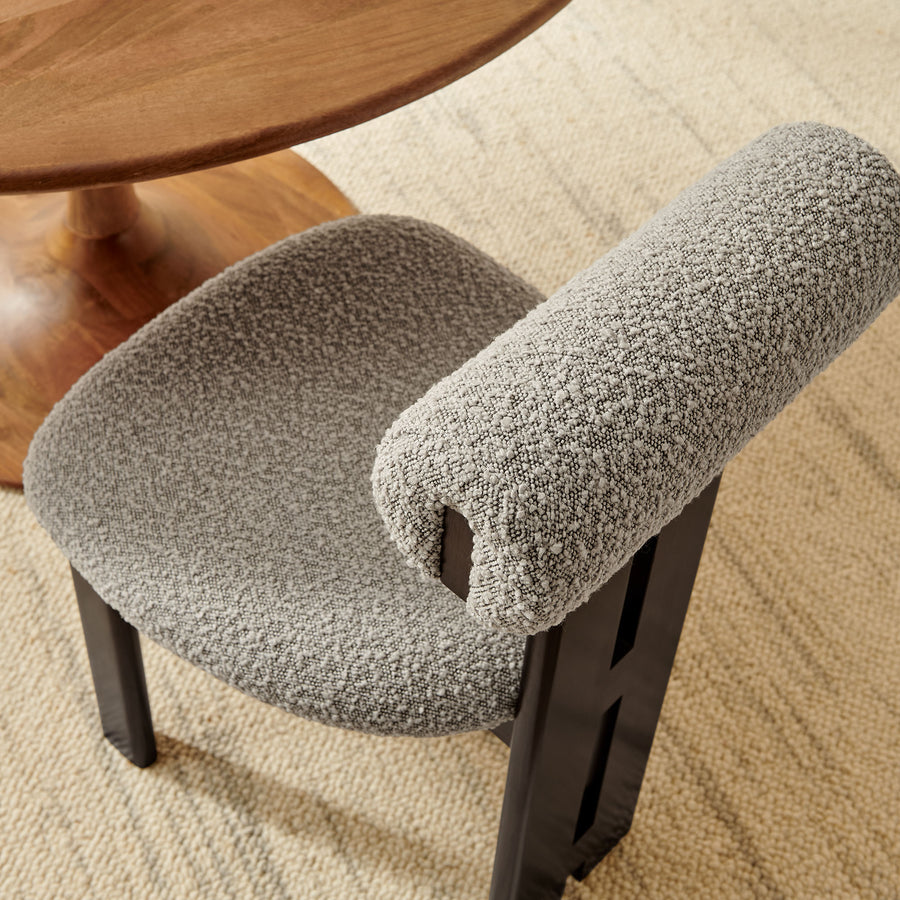 Svendborg Boucle Fabric Dining Chair Set of 2 in Wenge Taupe