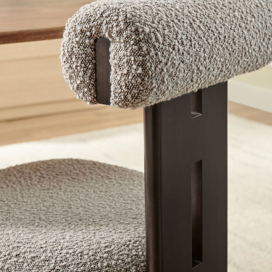 Svendborg Boucle Fabric Dining Chair Set of 2 in Wenge Taupe