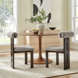 Svendborg Boucle Fabric Dining Chair Set of 2 in Wenge Taupe