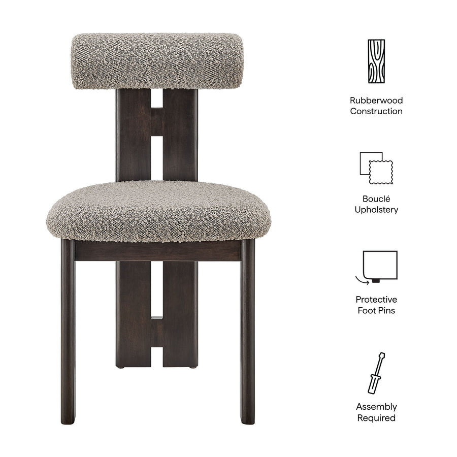 Svendborg Boucle Fabric Dining Chair Set of 2 in Wenge Taupe