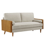 Brook Heathered Fabric Upholstered Sofa in Walnut Heathered Weave Ivory