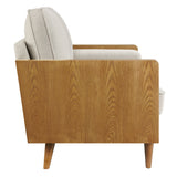 Brook Heathered Fabric Upholstered Sofa in Walnut Heathered Weave Ivory