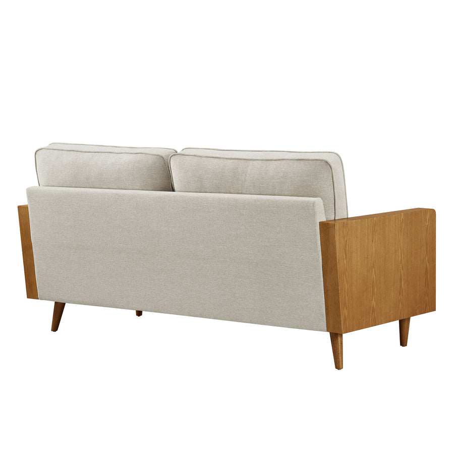 Brook Heathered Fabric Upholstered Sofa in Walnut Heathered Weave Ivory