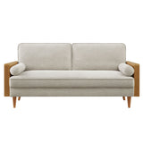 Brook Heathered Fabric Upholstered Sofa in Walnut Heathered Weave Ivory