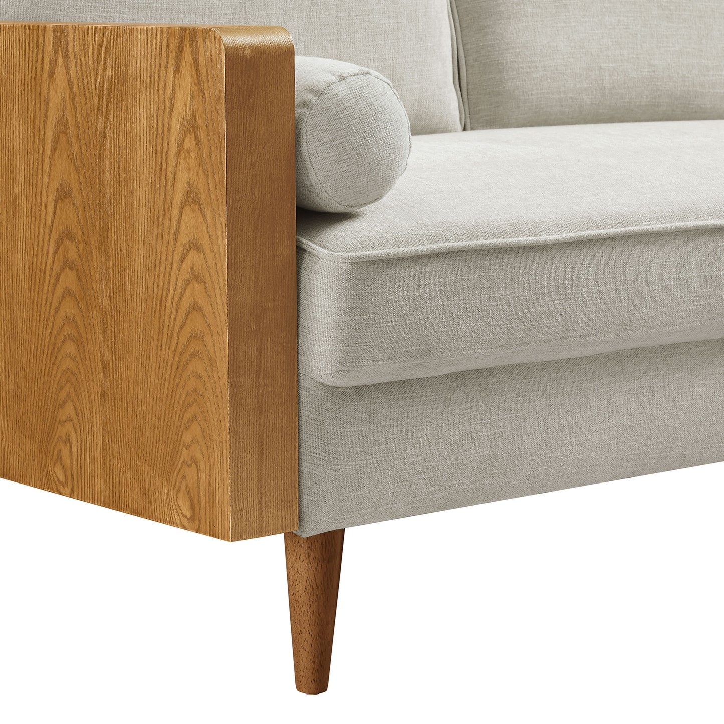 Brook Heathered Fabric Upholstered Sofa in Walnut Heathered Weave Ivory