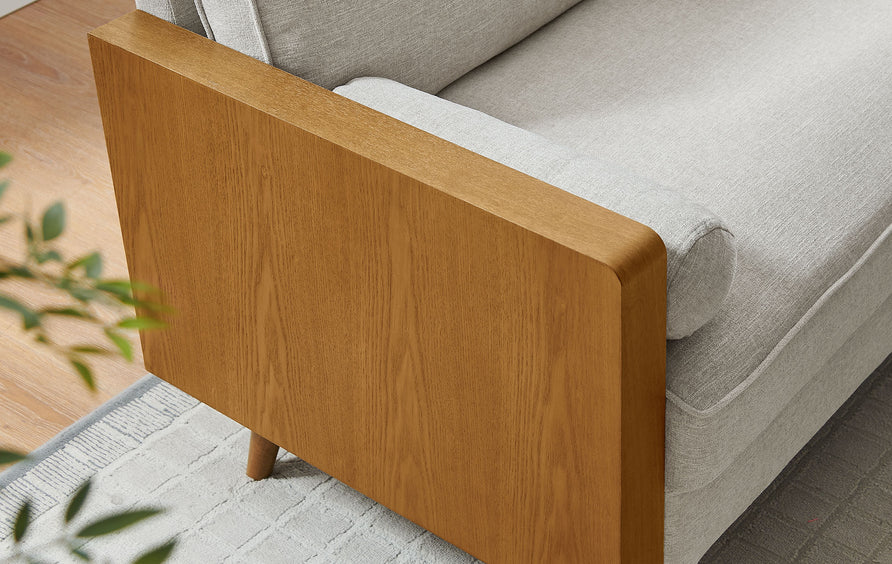 Brook Heathered Fabric Upholstered Sofa in Walnut Heathered Weave Ivory
