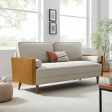 Brook Heathered Fabric Upholstered Sofa in Walnut Heathered Weave Ivory