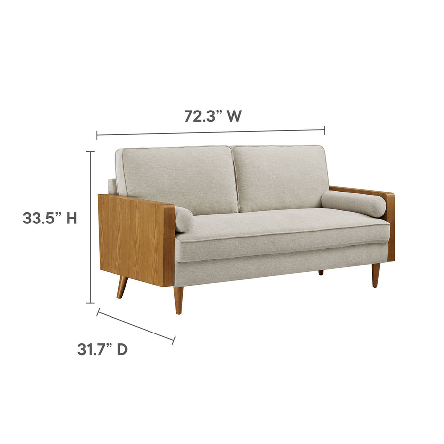 Brook Heathered Fabric Upholstered Sofa in Walnut Heathered Weave Ivory