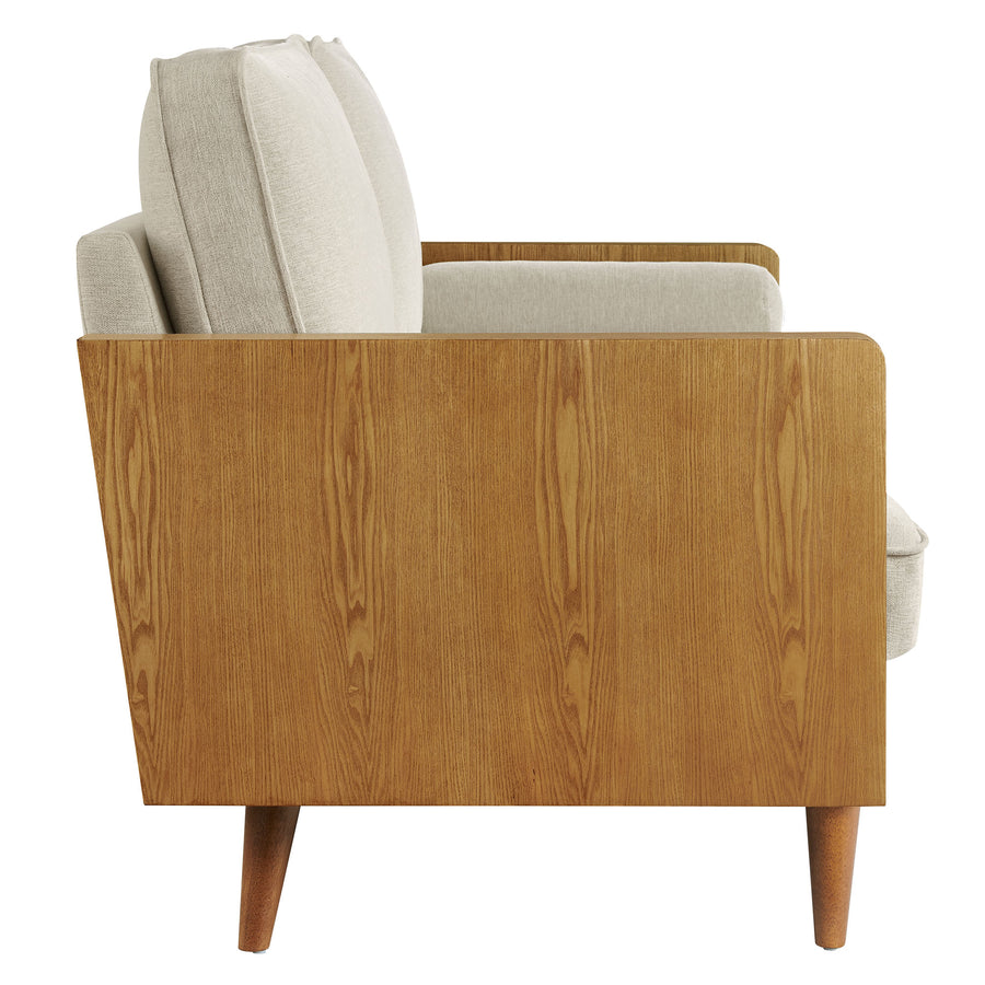 Brook Heathered Fabric Upholstered Sofa in Walnut Heathered Weave Light Beige