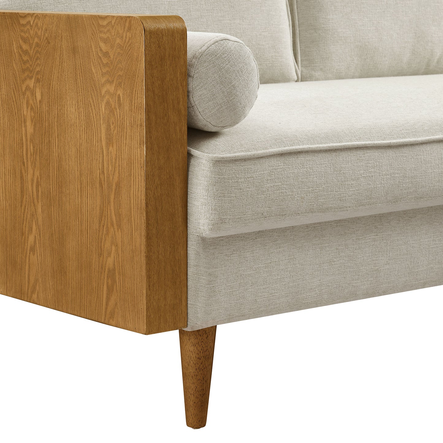 Brook Heathered Fabric Upholstered Sofa in Walnut Heathered Weave Light Beige
