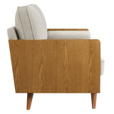 Brook Heathered Weave Fabric Loveseat in Walnut Heathered Weave Ivory