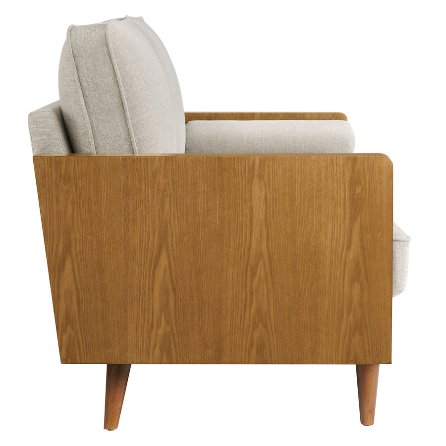 Brook Heathered Weave Fabric Loveseat in Walnut Heathered Weave Ivory