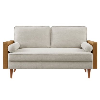 Kellan Heathered Weave Fabric Loveseat by Furniture for America