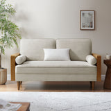 Brook Heathered Weave Fabric Loveseat in Walnut Heathered Weave Ivory