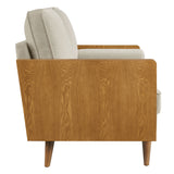 Brook Heathered Weave Fabric Loveseat in Walnut Heathered Weave Light Beige