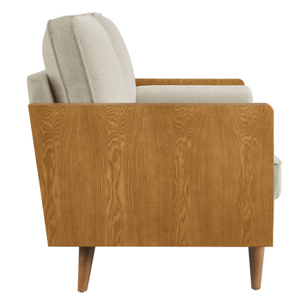 Kellan Heathered Weave Fabric Loveseat in Walnut Heathered Weave Light Beige