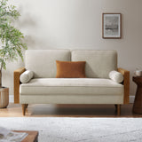 Brook Heathered Weave Fabric Loveseat in Walnut Heathered Weave Light Beige