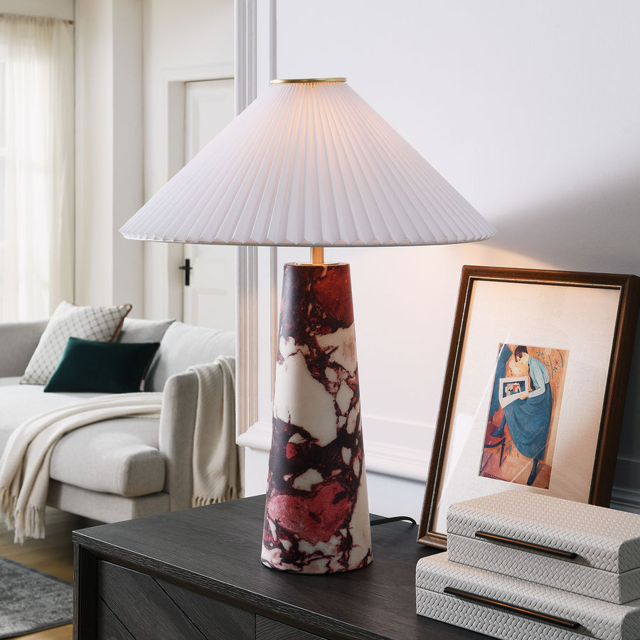 Riaza Marble Table Lamp in Red