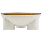 Visby Round Boucle Upholstered Storage Coffee Table in Natural Ivory