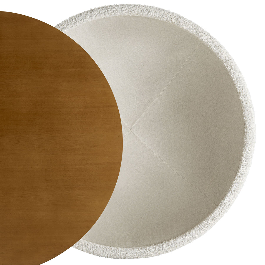 Visby Round Boucle Upholstered Storage Coffee Table in Natural Ivory