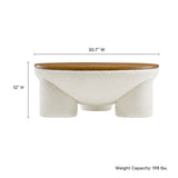 Visby Round Boucle Upholstered Storage Coffee Table in Natural Ivory