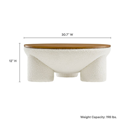 Tridome Round Boucle Upholstered Storage Coffee Table by Furniture For America