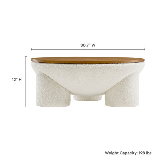 Tridome Round Boucle Upholstered Storage Coffee Table by Furniture For America