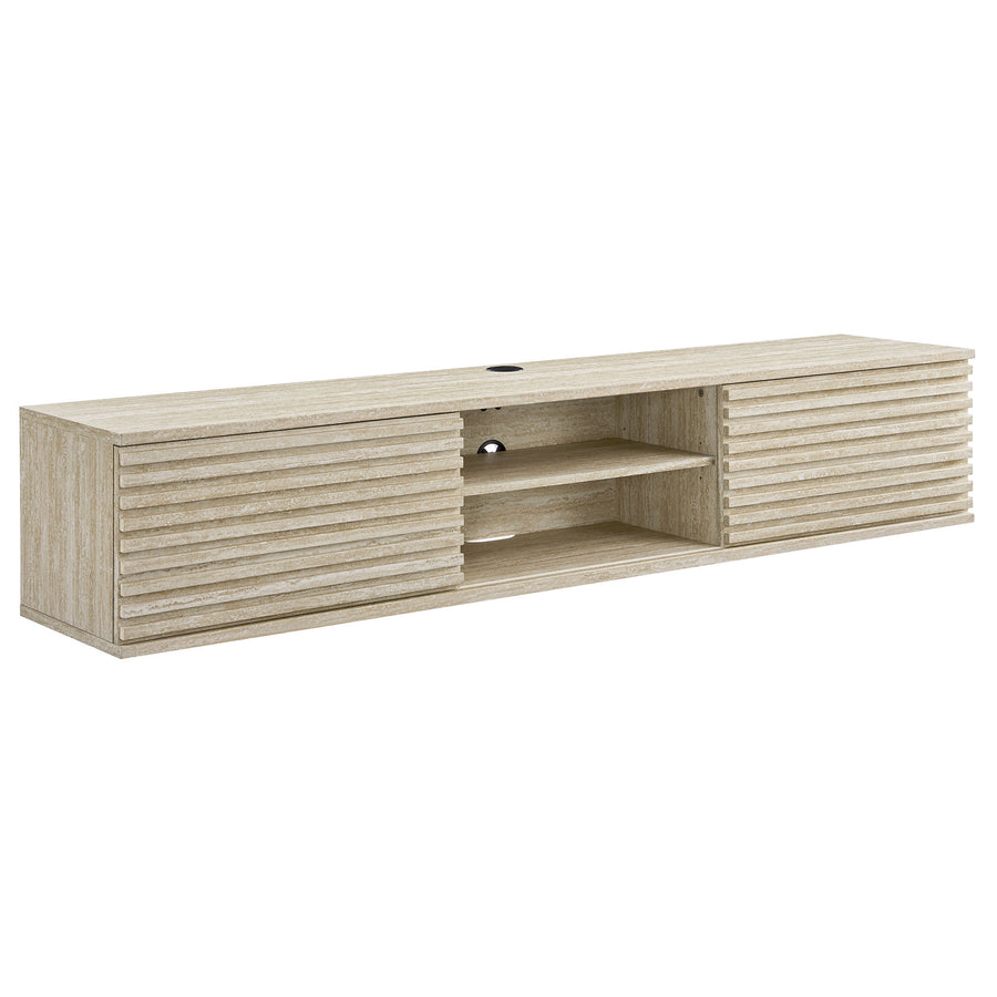 Vera 70" Faux Travertine Wall-Mount Media Console TV Stand in Travertine