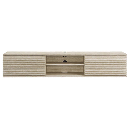 Render 70" Faux Travertine Wall-Mount Media Console TV Stand by Furniture For America