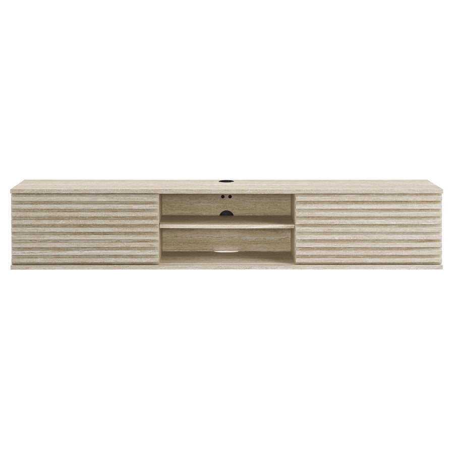 Vera 70" Faux Travertine Wall-Mount Media Console TV Stand in Travertine