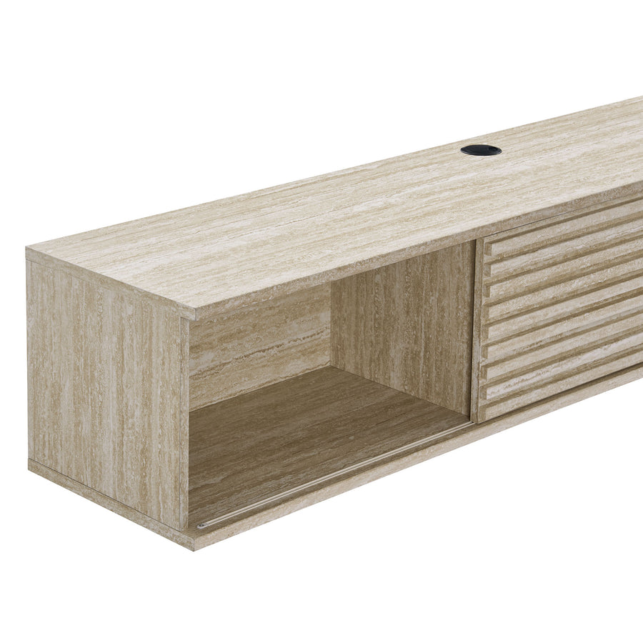 Vera 70" Faux Travertine Wall-Mount Media Console TV Stand in Travertine
