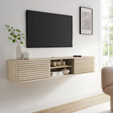 Vera 70" Faux Travertine Wall-Mount Media Console TV Stand in Travertine