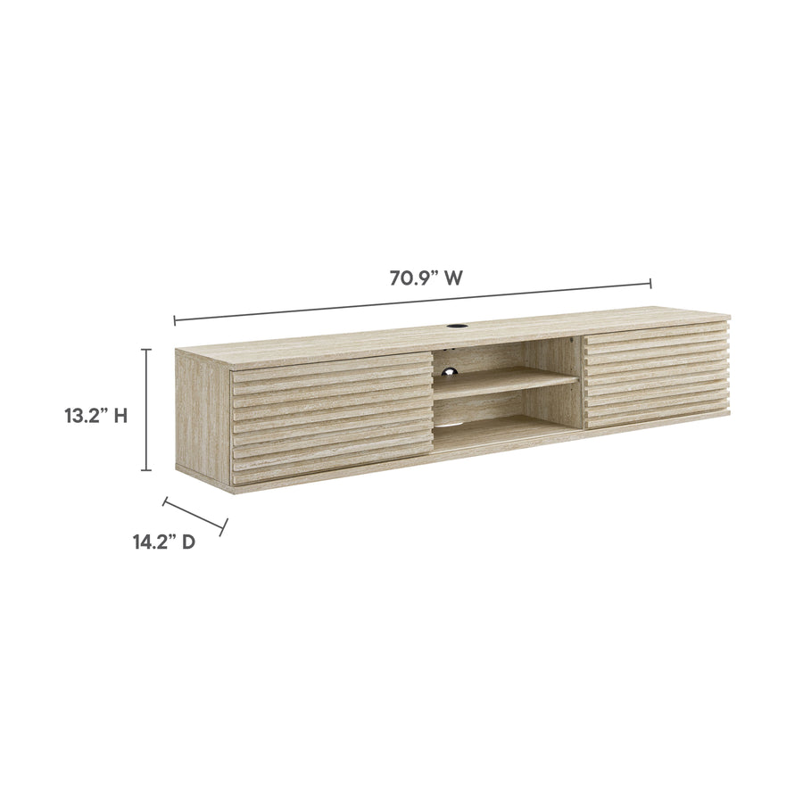 Vera 70" Faux Travertine Wall-Mount Media Console TV Stand in Travertine