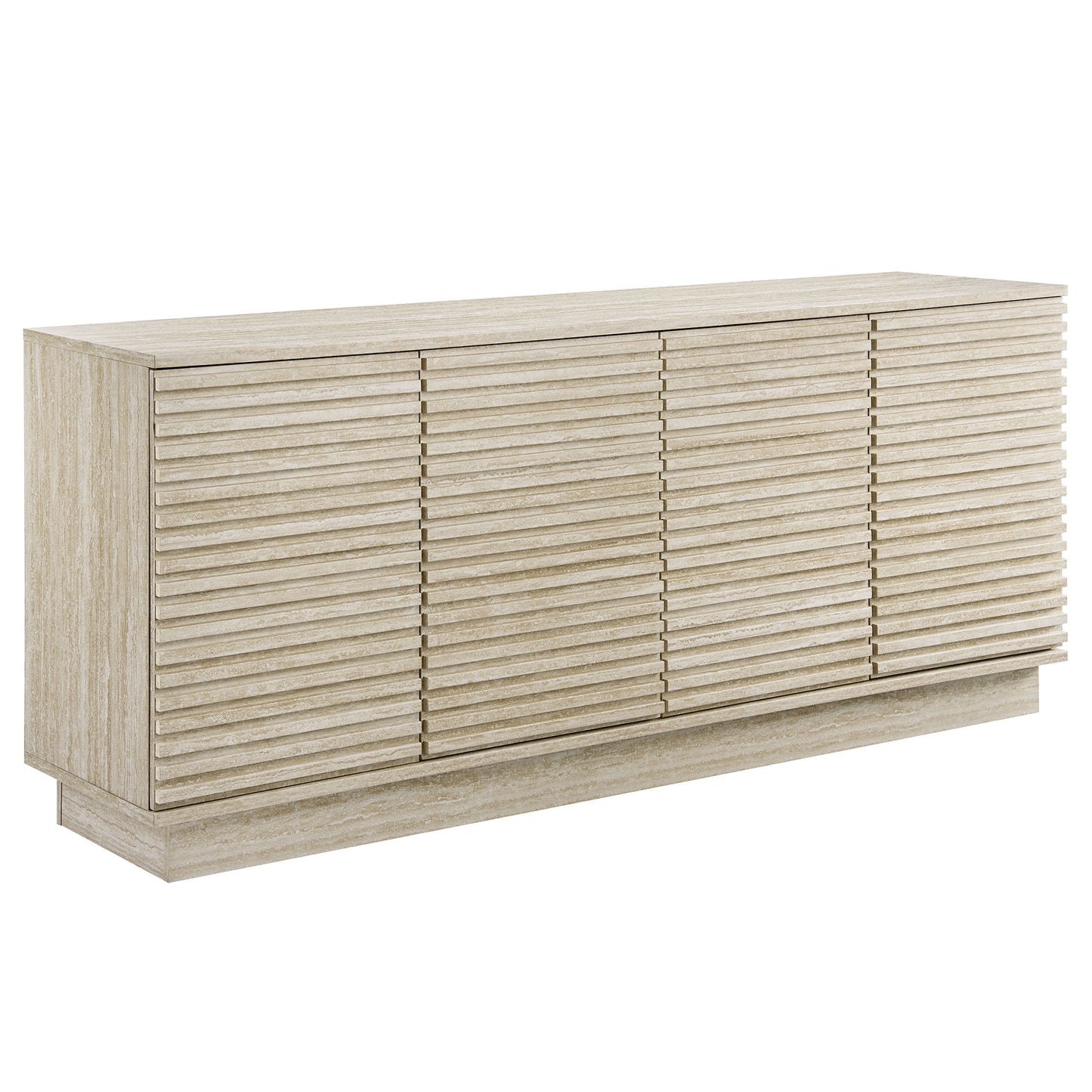 Render 70" Faux Travertine Sideboard Cabinet TV Stand by Furniture For America