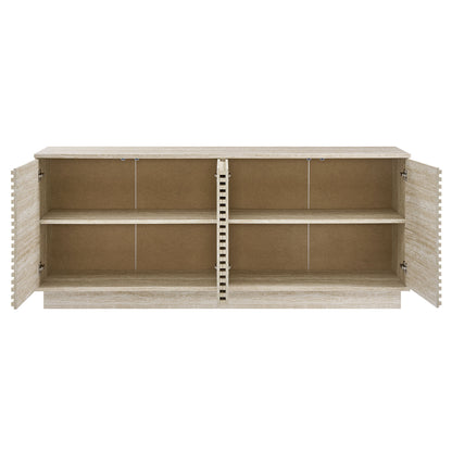 Render 70" Faux Travertine Sideboard Cabinet TV Stand by Furniture For America