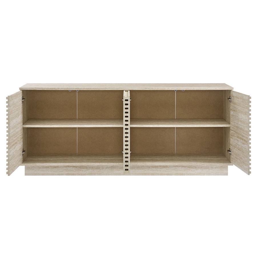 Vera 70" Faux Travertine Sideboard Cabinet TV Stand in Travertine