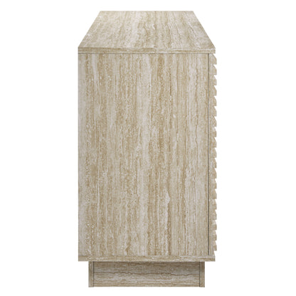 Render 70" Faux Travertine Sideboard Cabinet TV Stand by Furniture For America
