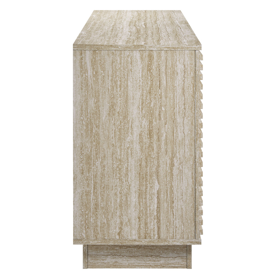 Vera 70" Faux Travertine Sideboard Cabinet TV Stand in Travertine