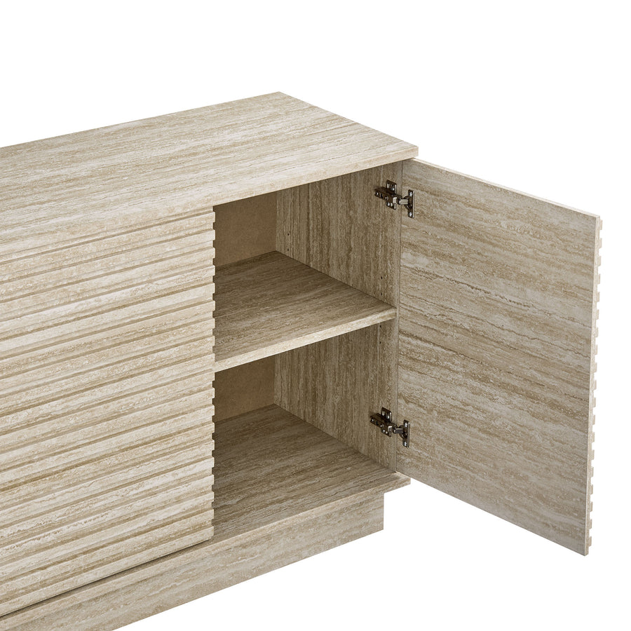 Vera 70" Faux Travertine Sideboard Cabinet TV Stand in Travertine