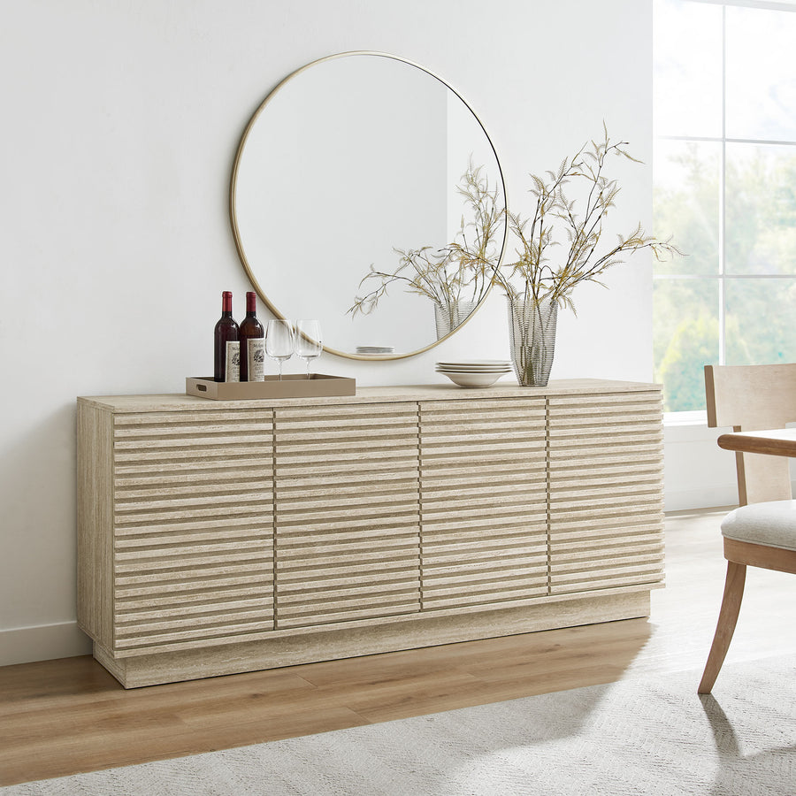 Vera 70" Faux Travertine Sideboard Cabinet TV Stand in Travertine