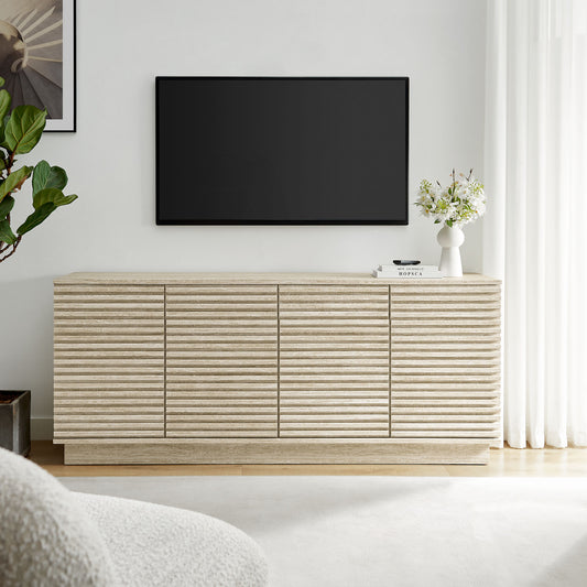 Render 70" Faux Travertine Sideboard Cabinet TV Stand by Furniture For America