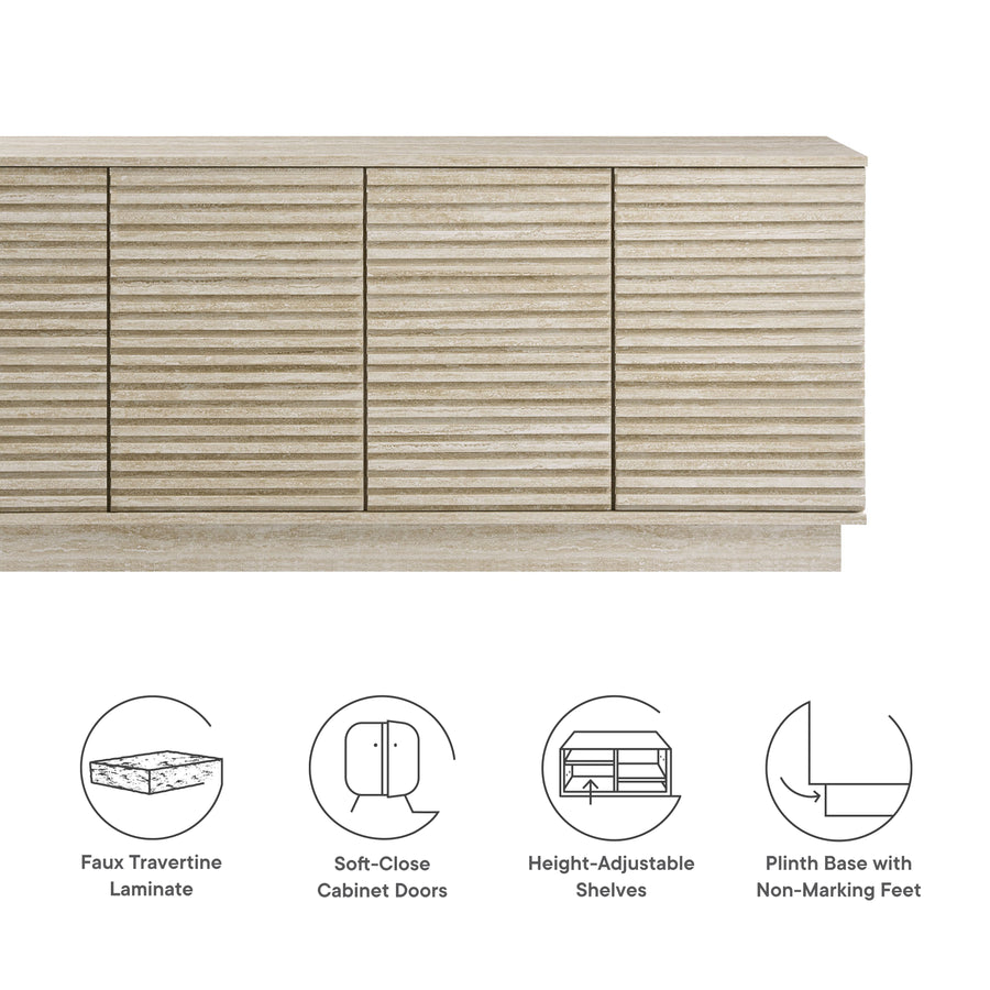 Vera 70" Faux Travertine Sideboard Cabinet TV Stand in Travertine
