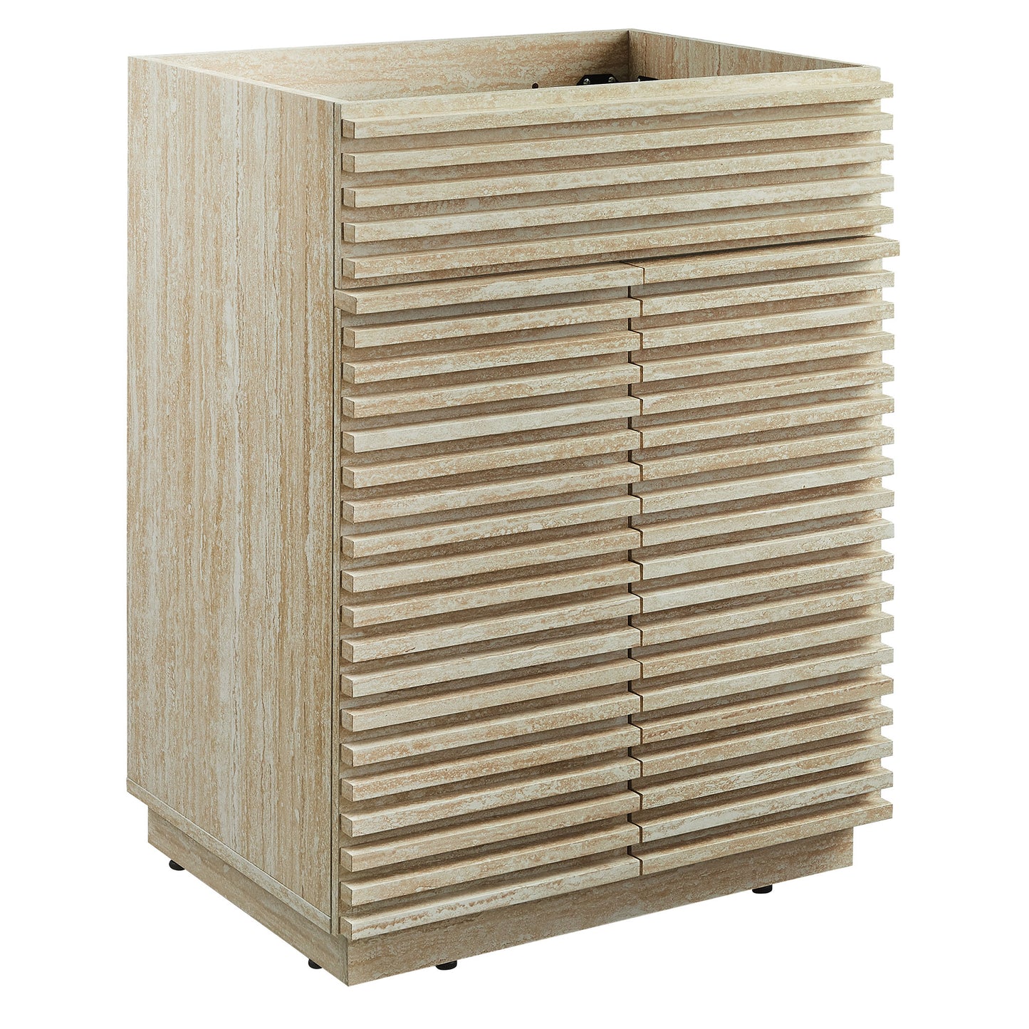 Render 30" Faux Travertine Bathroom Vanity Cabinet (Sink Not Included) by Furniture For America