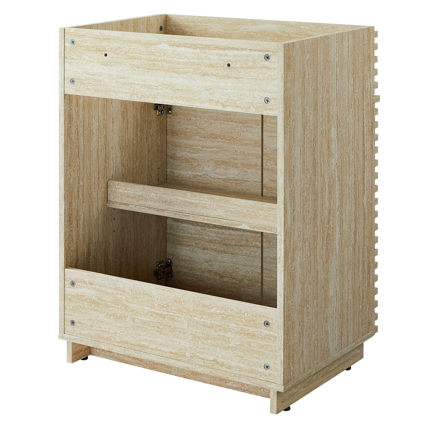 Render 24" Faux Travertine Bathroom Vanity Cabinet (Sink Not Included) by Furniture For America