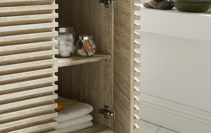 Vera 24" Faux Travertine Bathroom Vanity Cabinet (Sink Not Included) in Travertine