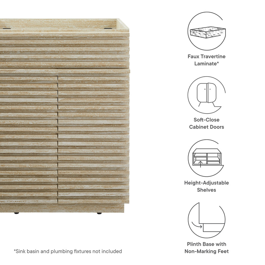 Vera 24" Faux Travertine Bathroom Vanity Cabinet (Sink Not Included) in Travertine