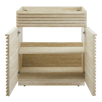 Render 30" Faux Travertine Bathroom Vanity Cabinet (Sink Not Included) by Furniture For America