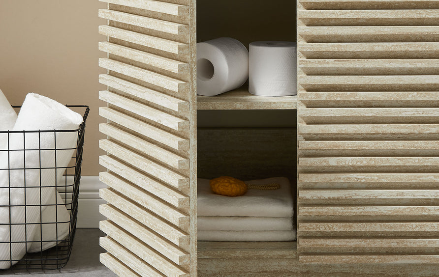 Vera 30" Faux Travertine Bathroom Vanity Cabinet (Sink Not Included) in Travertine