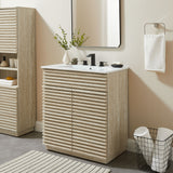 Vera 30" Faux Travertine Bathroom Vanity Cabinet (Sink Not Included) in Travertine