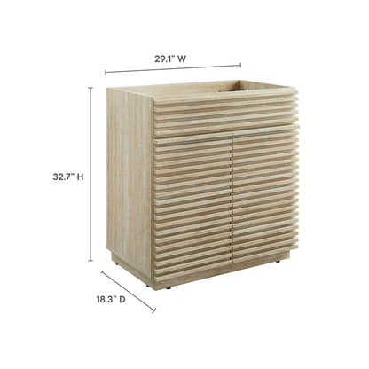 Render 30" Faux Travertine Bathroom Vanity Cabinet (Sink Not Included) by Furniture For America